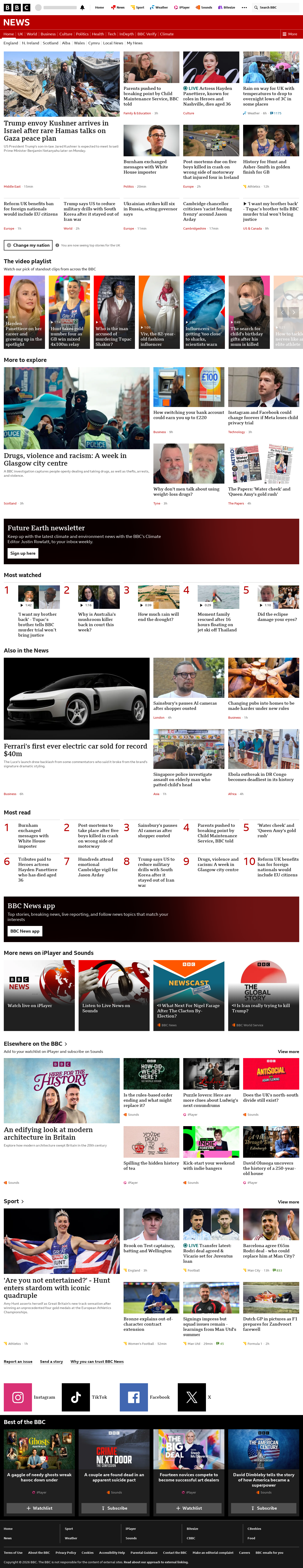 BBC News snapshot from Monday, 17 August 2026 at 10:00