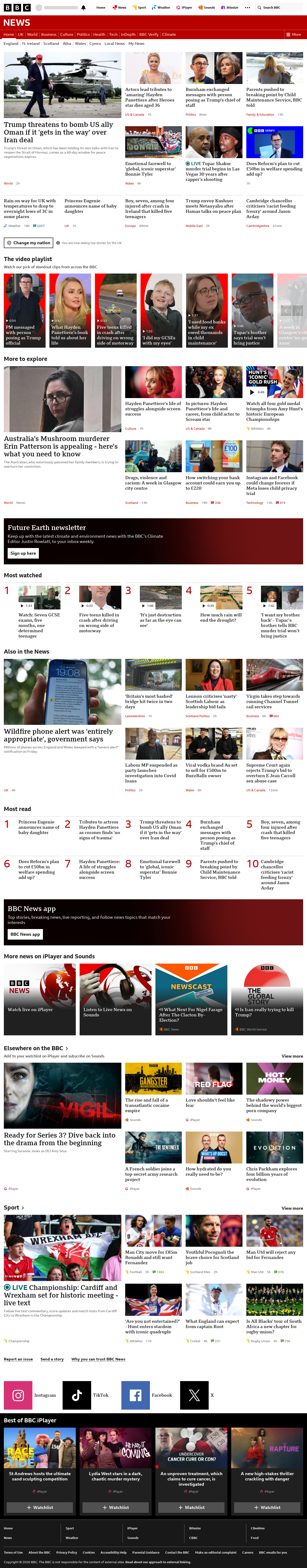 BBC News snapshot from Monday, 17 August 2026 at 20:00