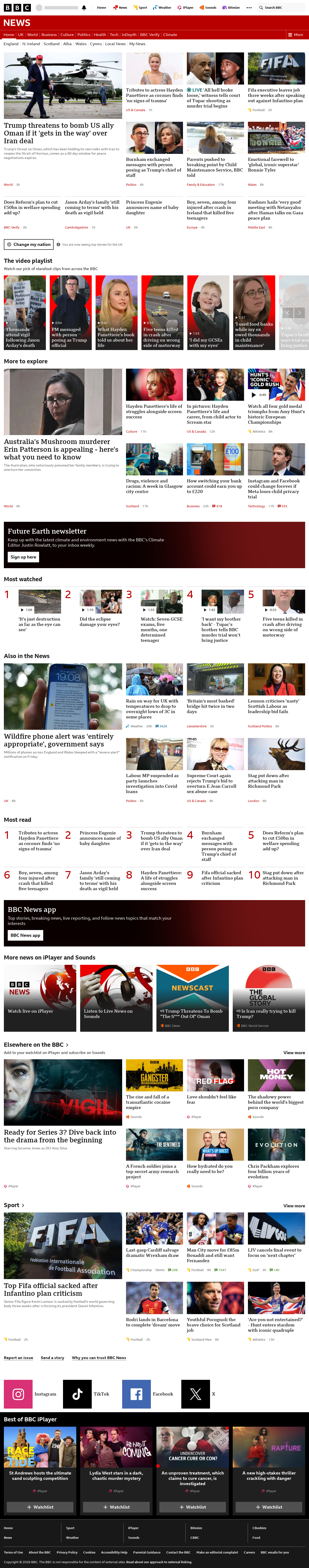 BBC News snapshot from Tuesday, 18 August 2026 at 00:00