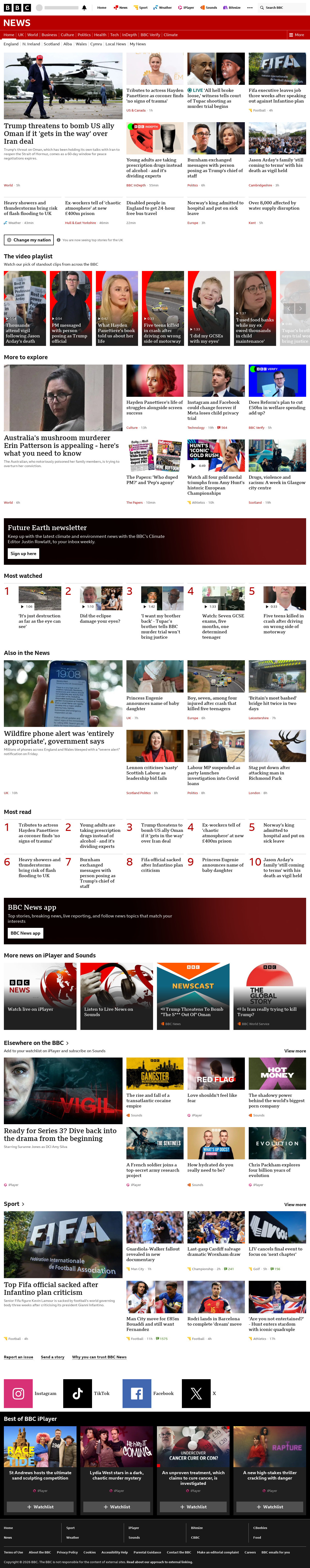 BBC News snapshot from Tuesday, 18 August 2026 at 02:00