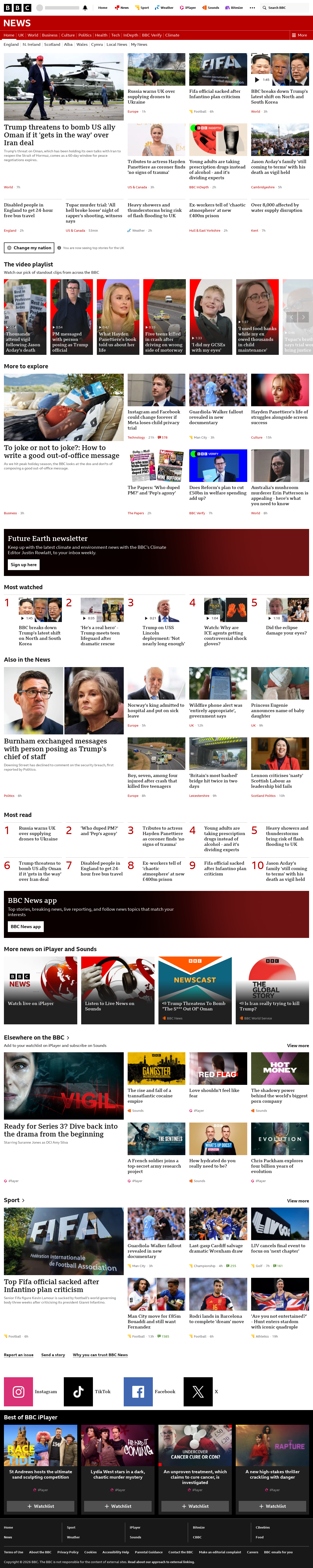 BBC News snapshot from Tuesday, 18 August 2026 at 04:00