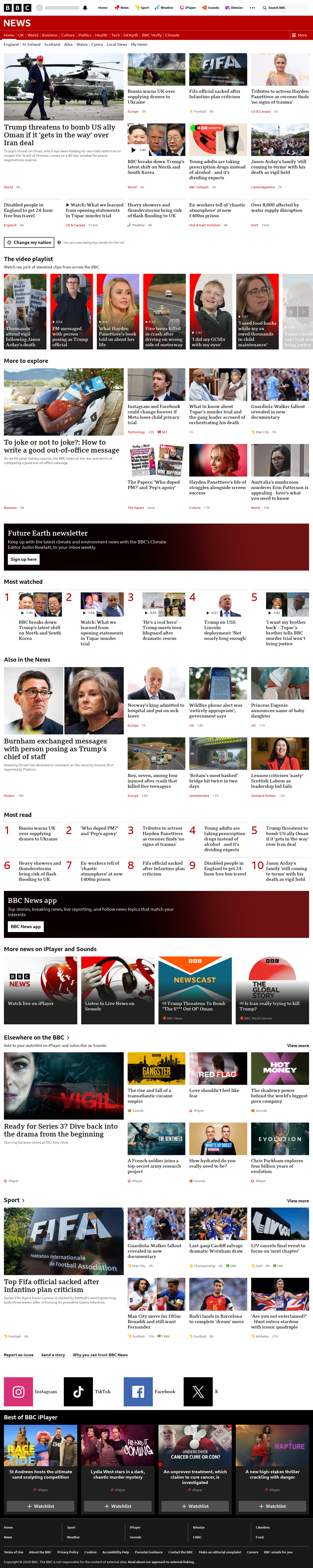 BBC News snapshot from Tuesday, 18 August 2026 at 06:00