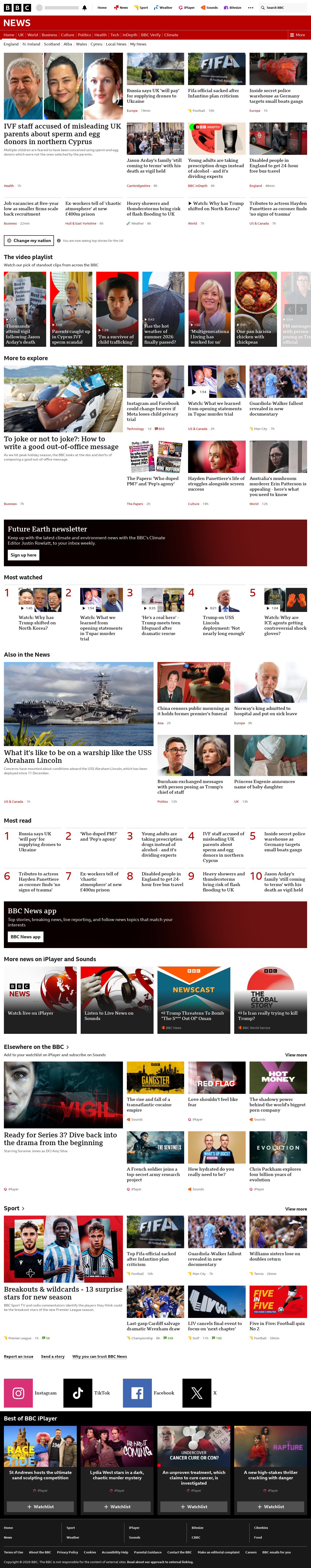 BBC News snapshot from Tuesday, 18 August 2026 at 08:00