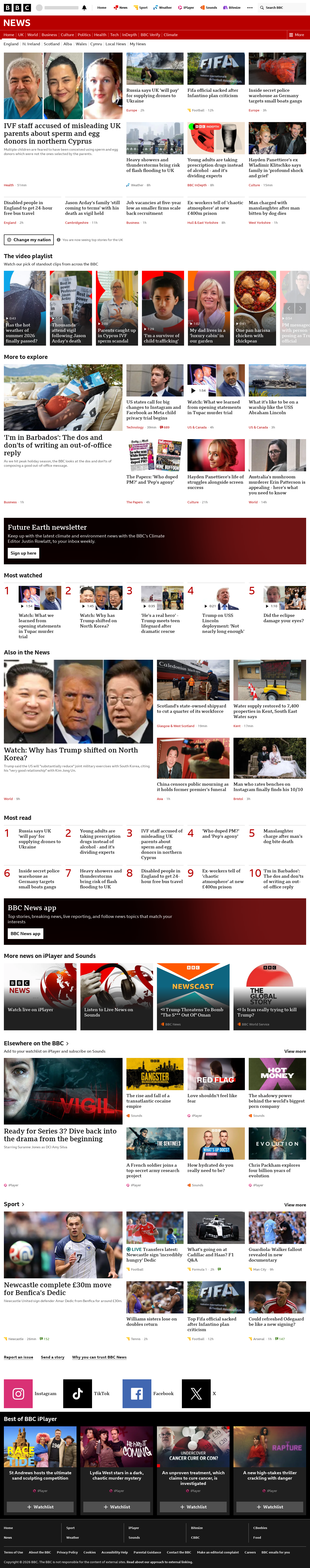 BBC News snapshot from Tuesday, 18 August 2026 at 10:00