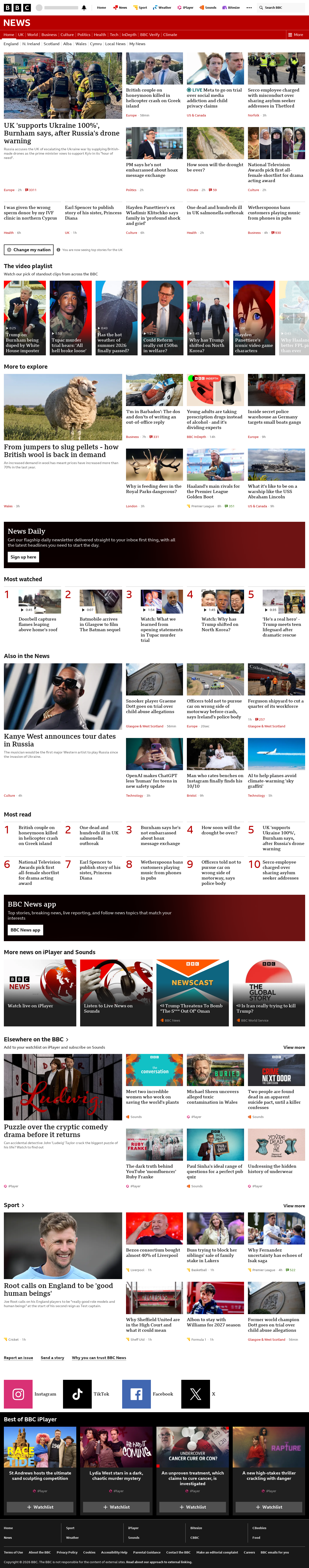 BBC News snapshot from Tuesday, 18 August 2026 at 16:00