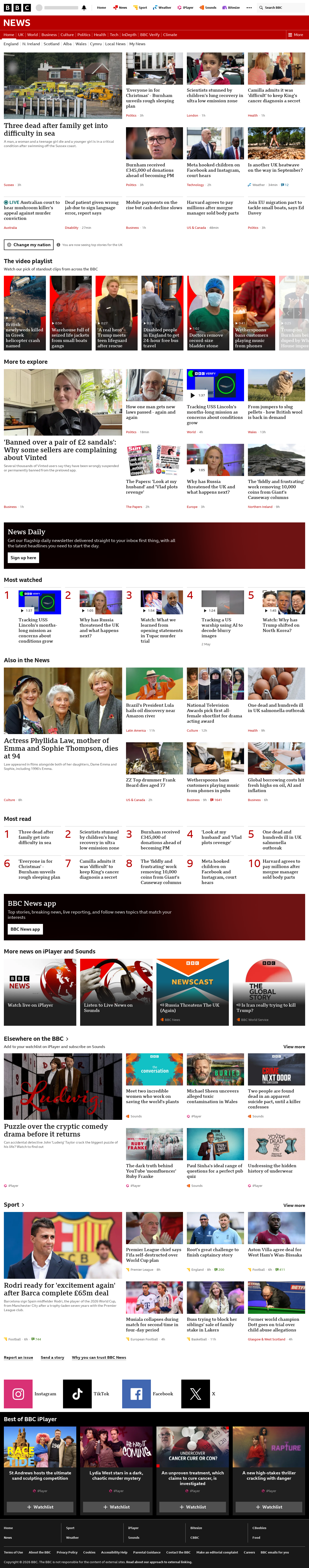 BBC News snapshot from Wednesday, 19 August 2026 at 02:00