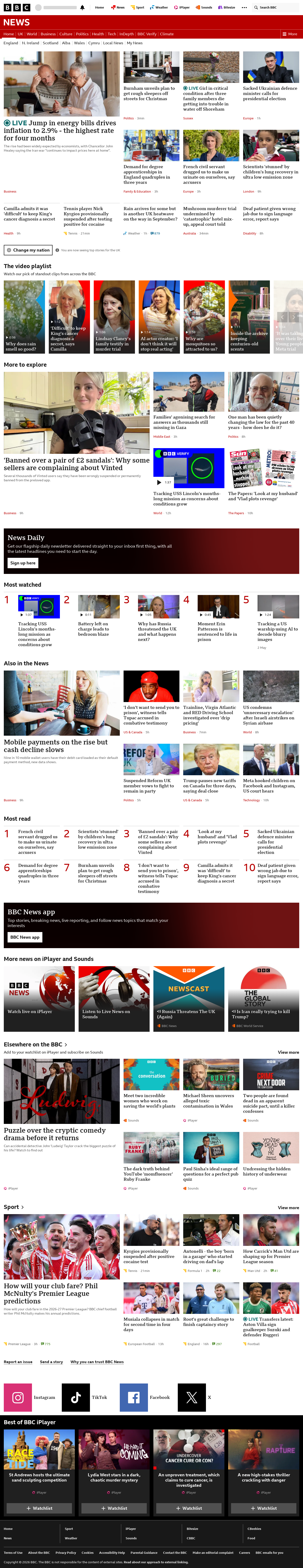 BBC News snapshot from Wednesday, 19 August 2026 at 10:00