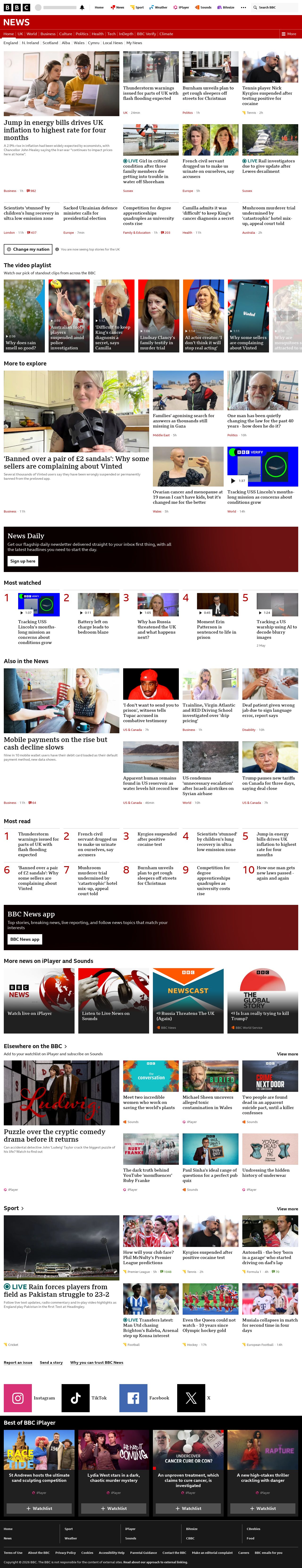 BBC News snapshot from Wednesday, 19 August 2026 at 12:00