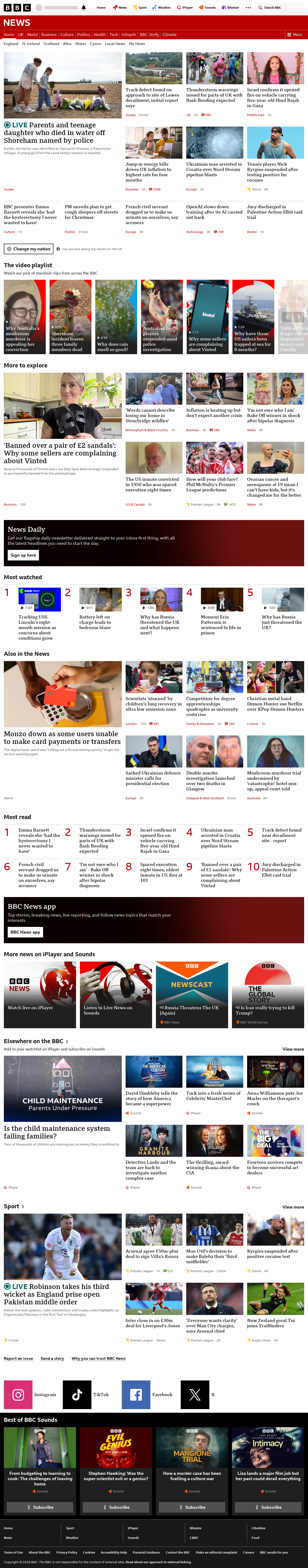 BBC News snapshot from Wednesday, 19 August 2026 at 16:00