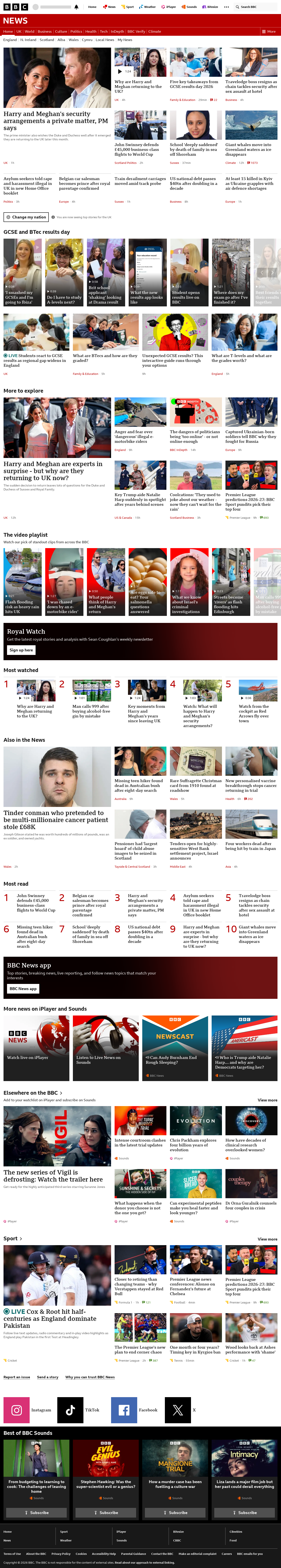 BBC News snapshot from Thursday, 20 August 2026 at 16:00