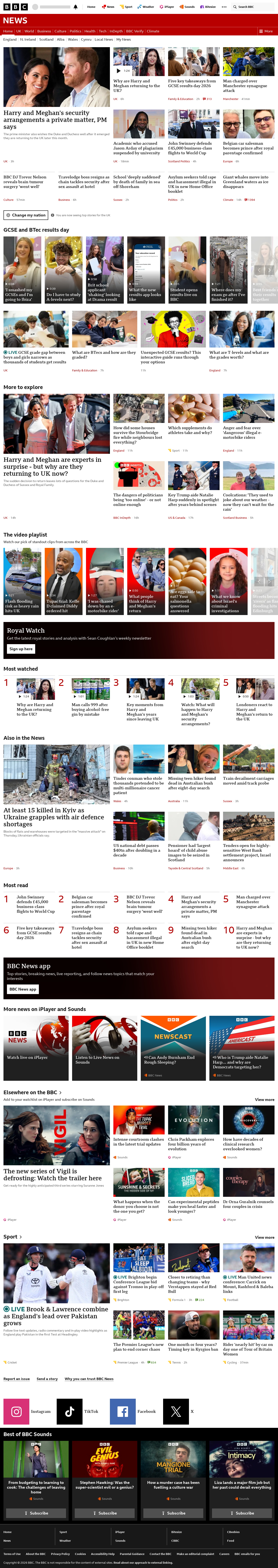BBC News snapshot from Thursday, 20 August 2026 at 18:00