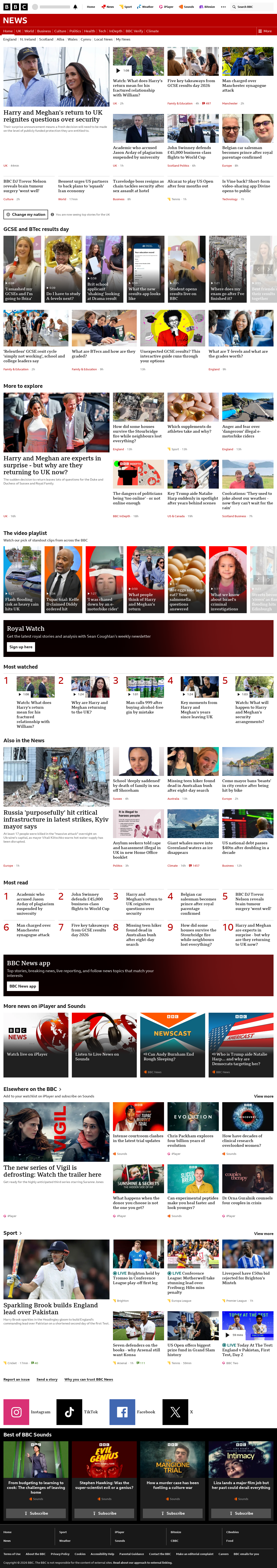 BBC News snapshot from Thursday, 20 August 2026 at 20:00