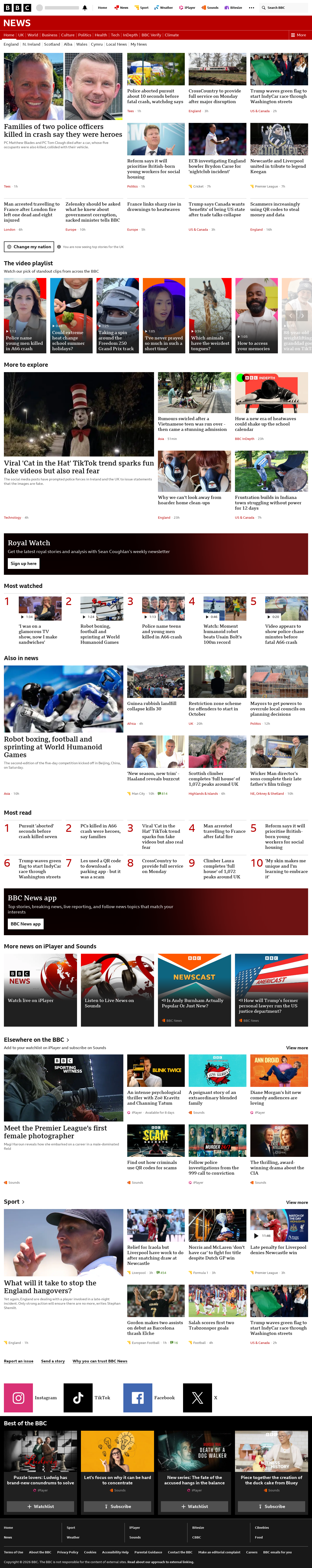 BBC News snapshot from Monday, 24 August 2026 at 00:00