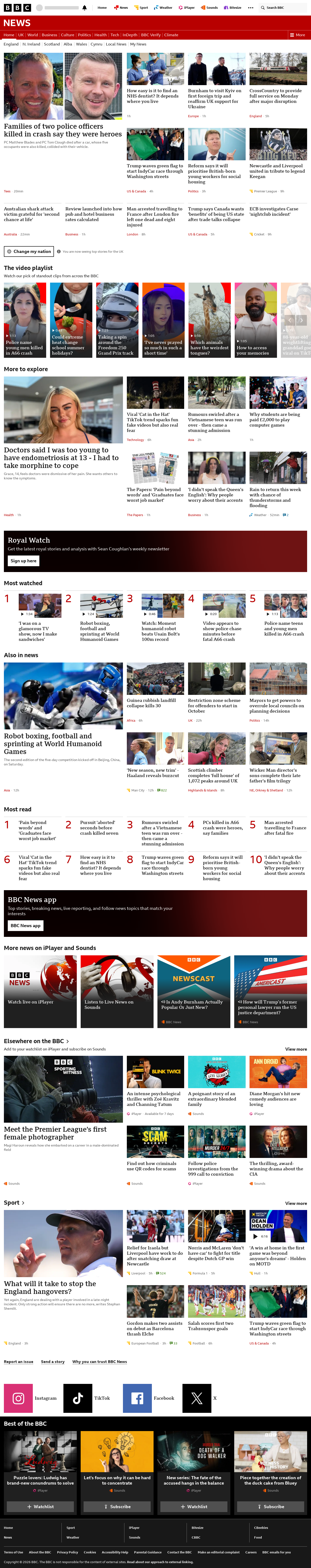 BBC News snapshot from Monday, 24 August 2026 at 02:00