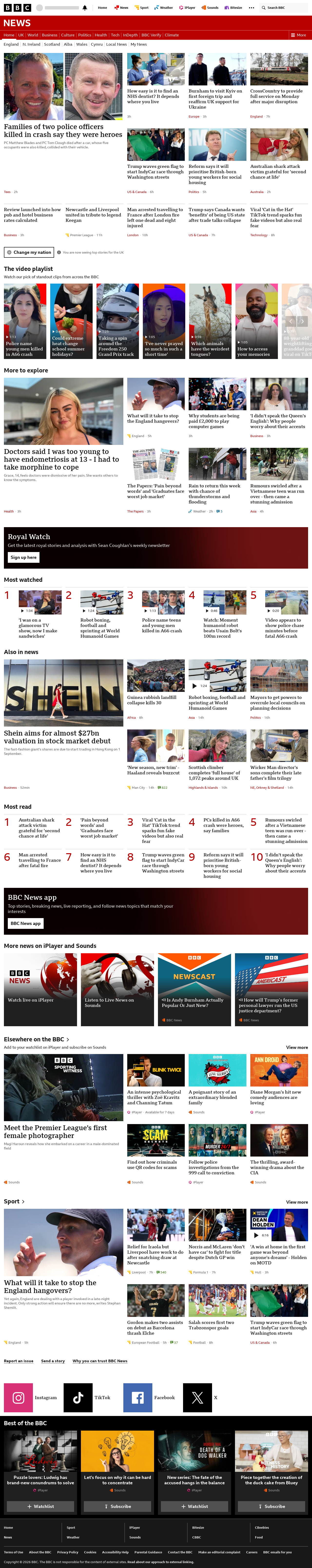 BBC News snapshot from Monday, 24 August 2026 at 04:00