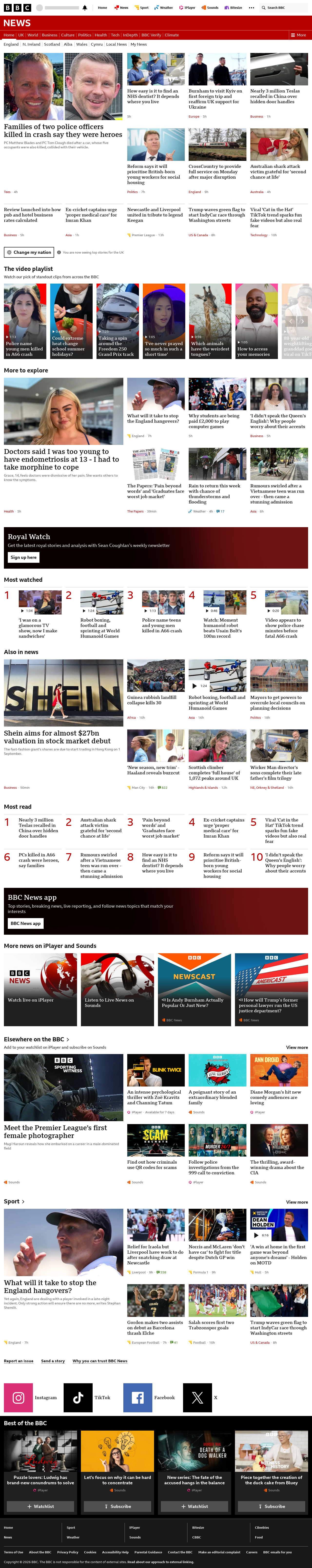 BBC News snapshot from Monday, 24 August 2026 at 06:00