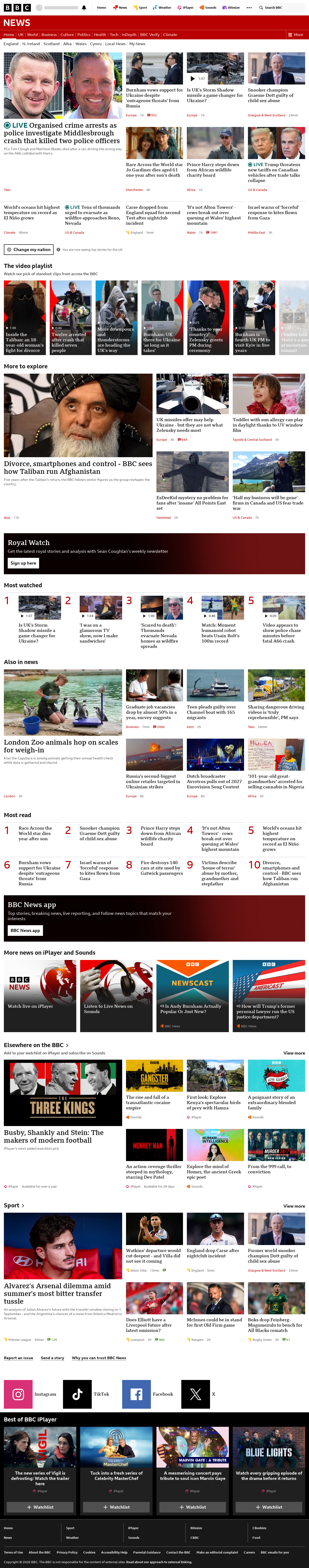 BBC News snapshot from Monday, 24 August 2026 at 18:00