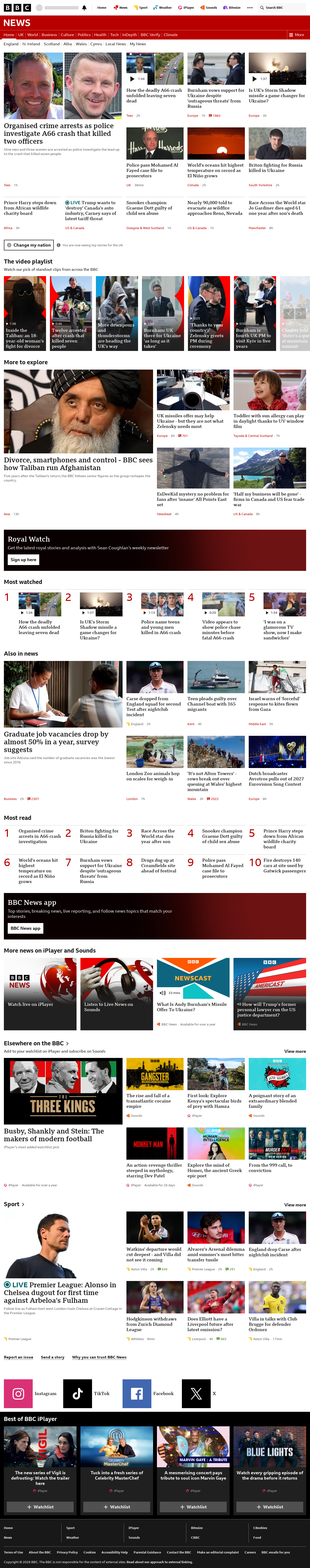 BBC News snapshot from Monday, 24 August 2026 at 20:00