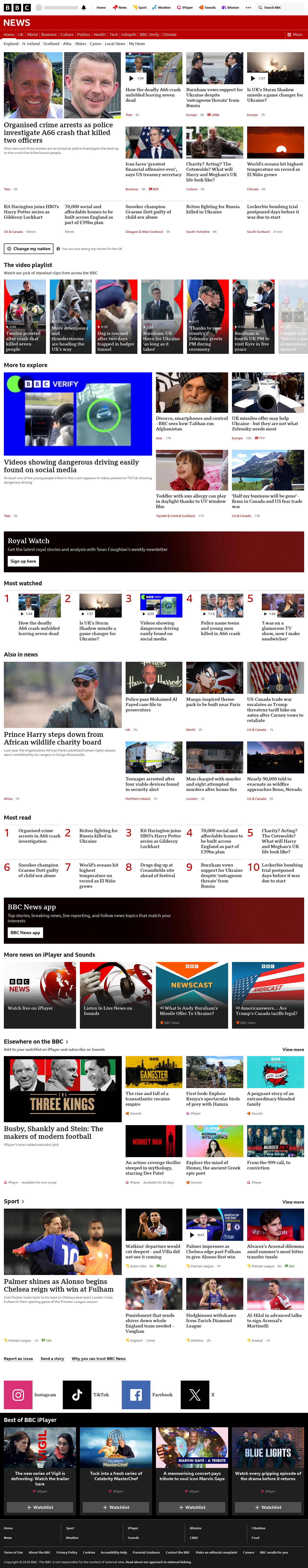 BBC News snapshot from Tuesday, 25 August 2026 at 00:00