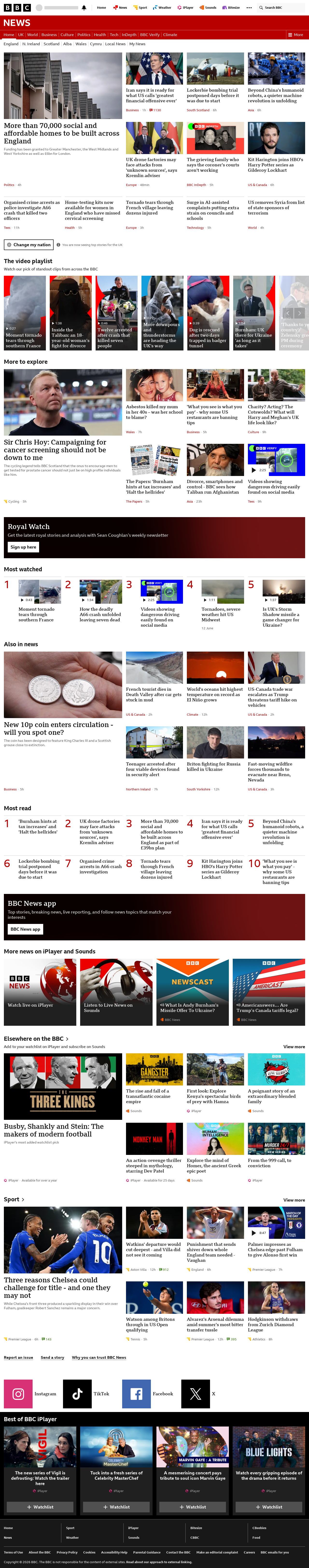 BBC News snapshot from Tuesday, 25 August 2026 at 06:00