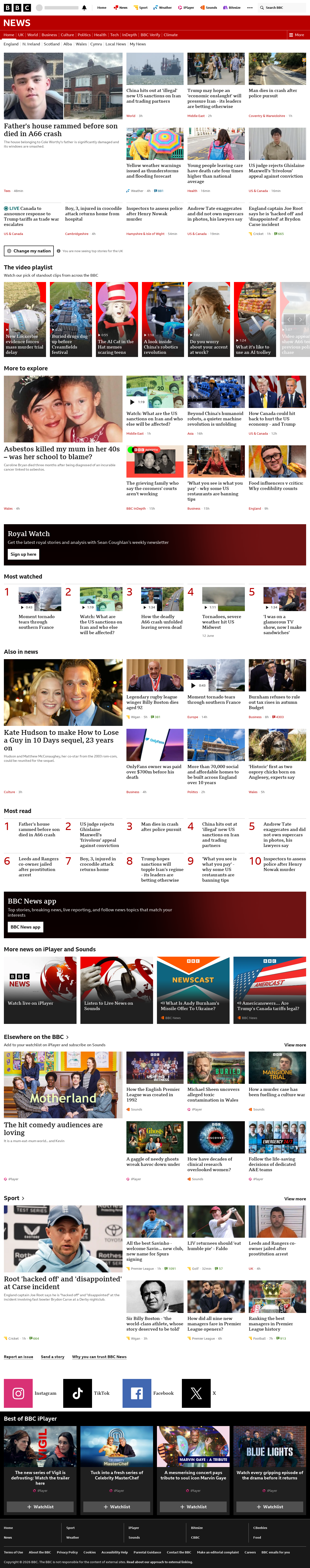 BBC News snapshot from Tuesday, 25 August 2026 at 16:00