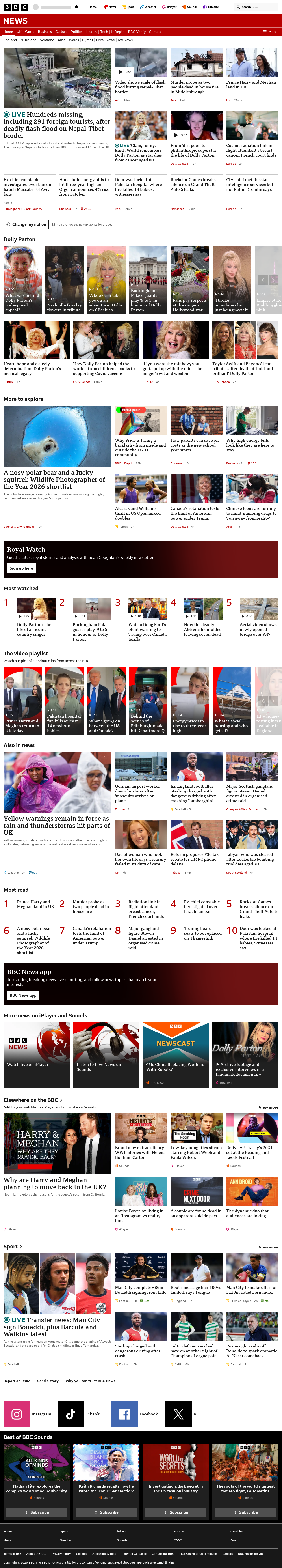 BBC News snapshot from Wednesday, 26 August 2026 at 14:00