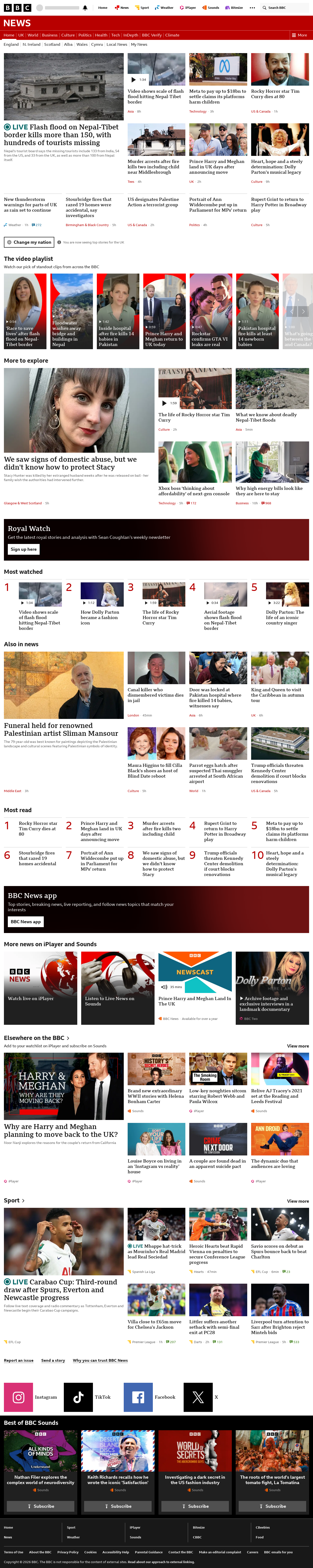 BBC News snapshot from Wednesday, 26 August 2026 at 22:00