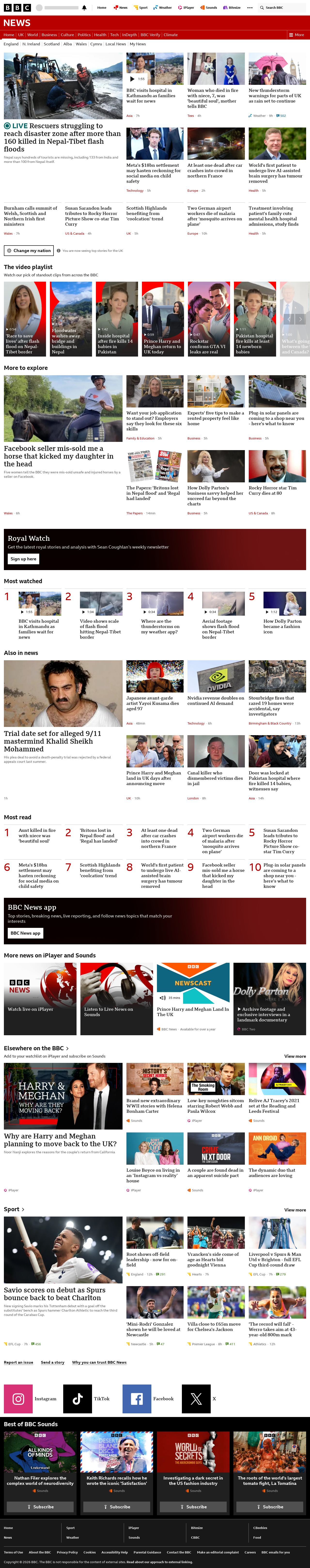 BBC News snapshot from Thursday, 27 August 2026 at 06:00