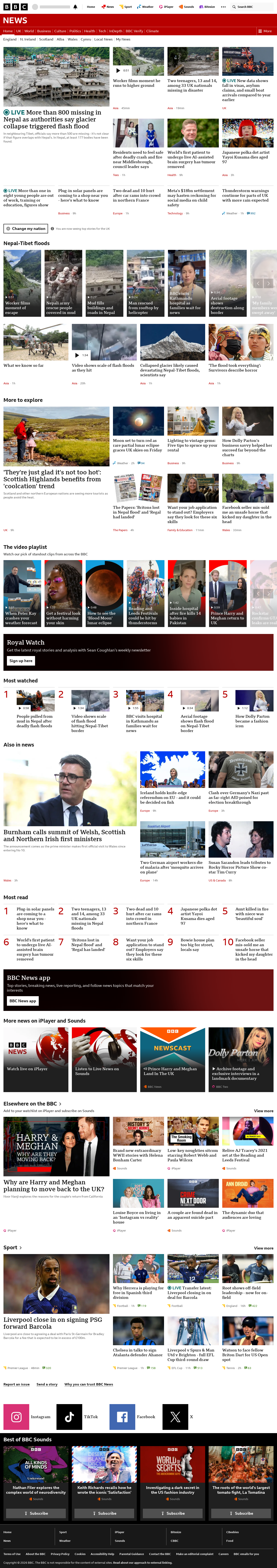 BBC News snapshot from Thursday, 27 August 2026 at 10:00