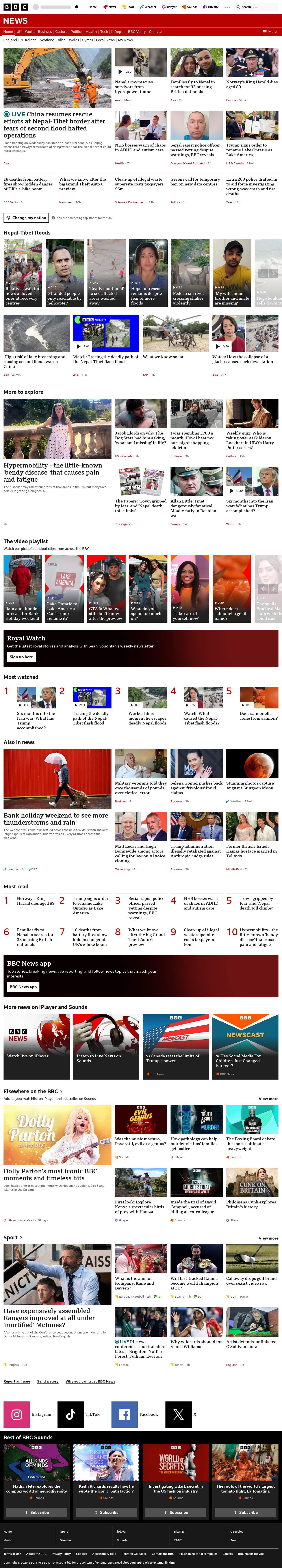 BBC News snapshot from Friday, 28 August 2026 at 10:00