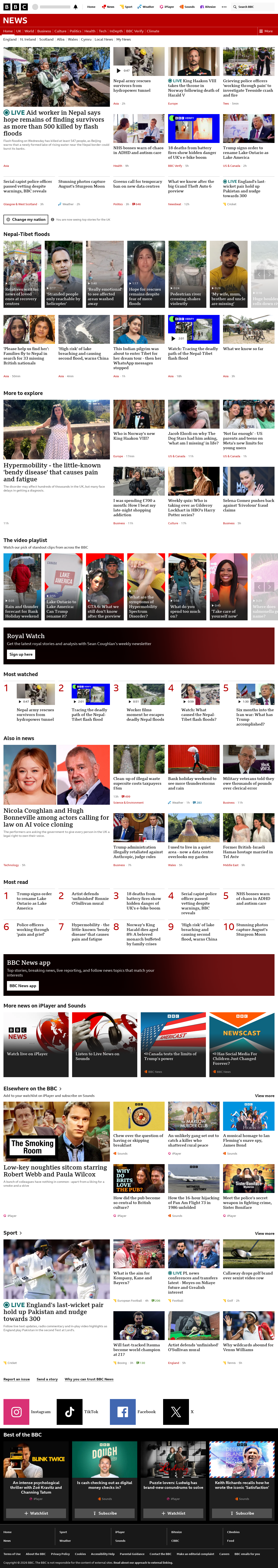BBC News snapshot from Friday, 28 August 2026 at 12:00