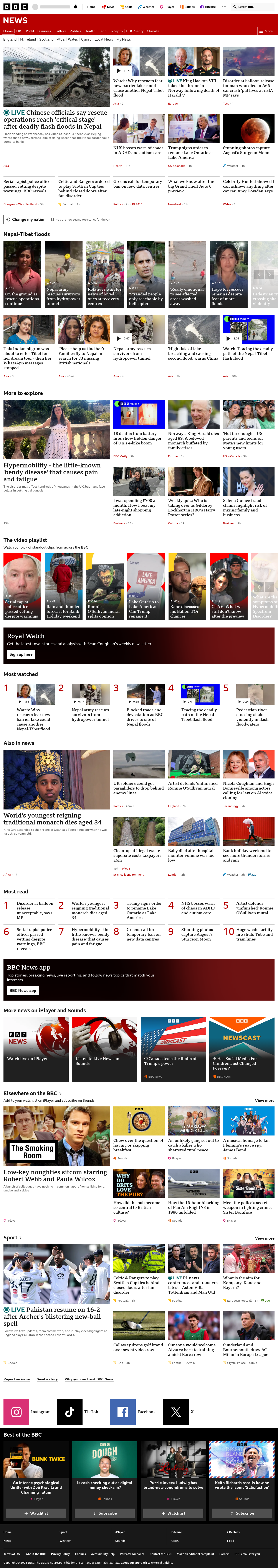 BBC News snapshot from Friday, 28 August 2026 at 14:00