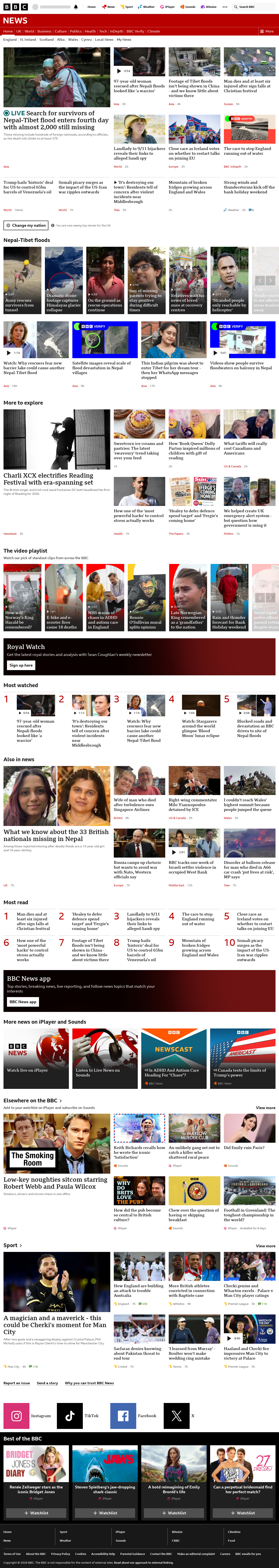 BBC News snapshot from Saturday, 29 August 2026 at 04:00