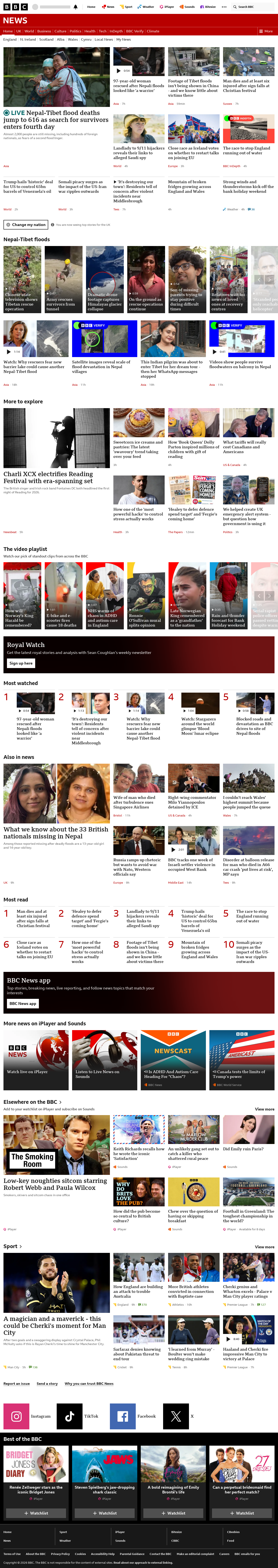 BBC News snapshot from Saturday, 29 August 2026 at 06:00
