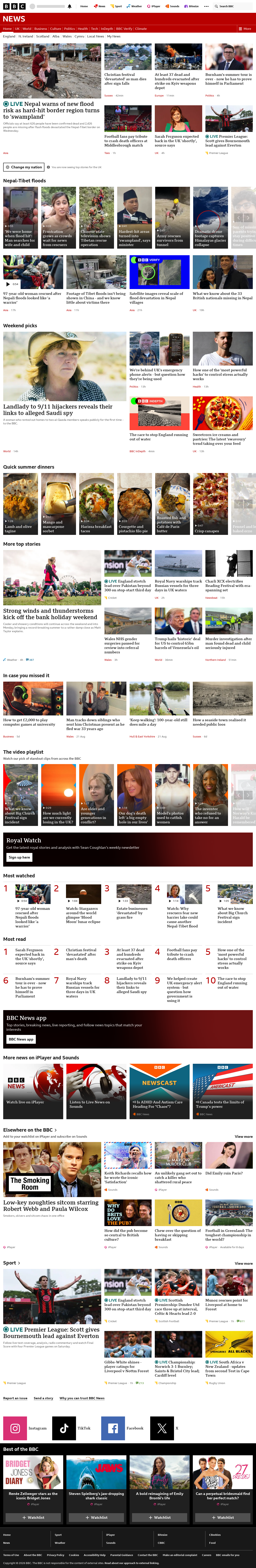 BBC News snapshot from Saturday, 29 August 2026 at 16:00