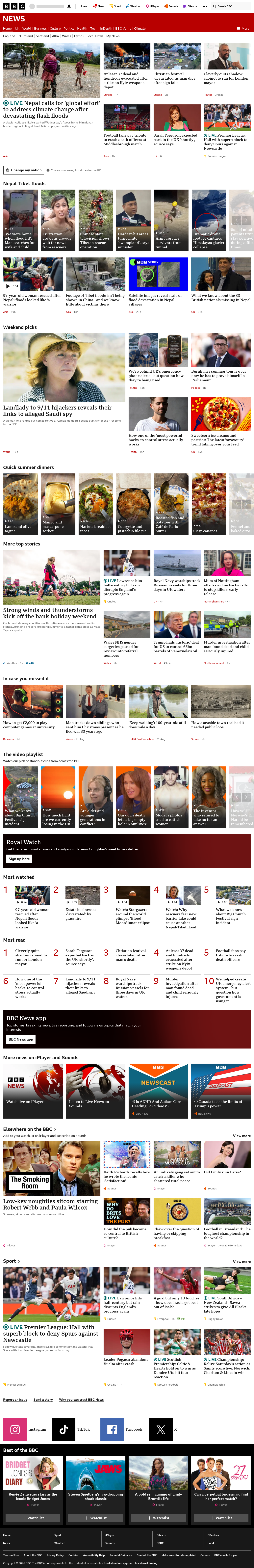 BBC News snapshot from Saturday, 29 August 2026 at 18:00