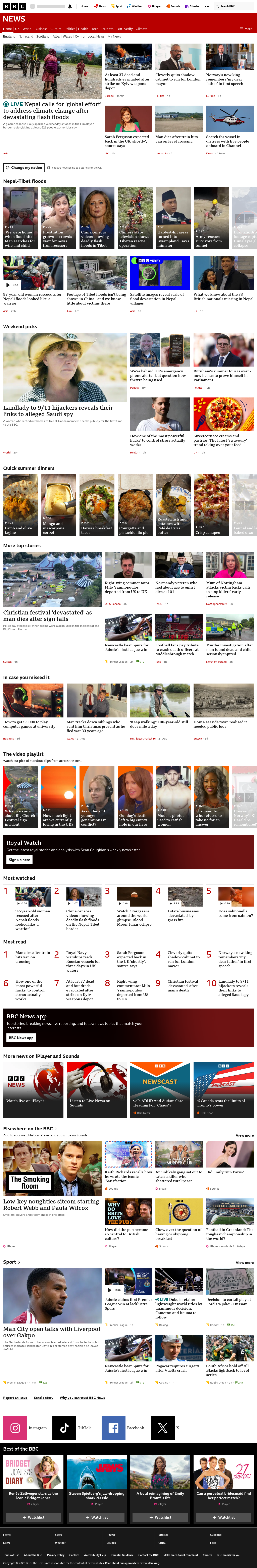 BBC News snapshot from Saturday, 29 August 2026 at 22:00