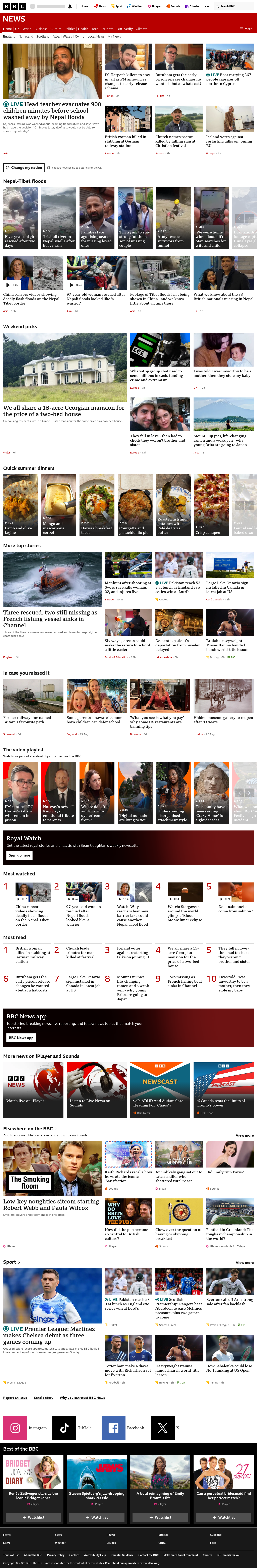 BBC News snapshot from Sunday, 30 August 2026 at 14:00