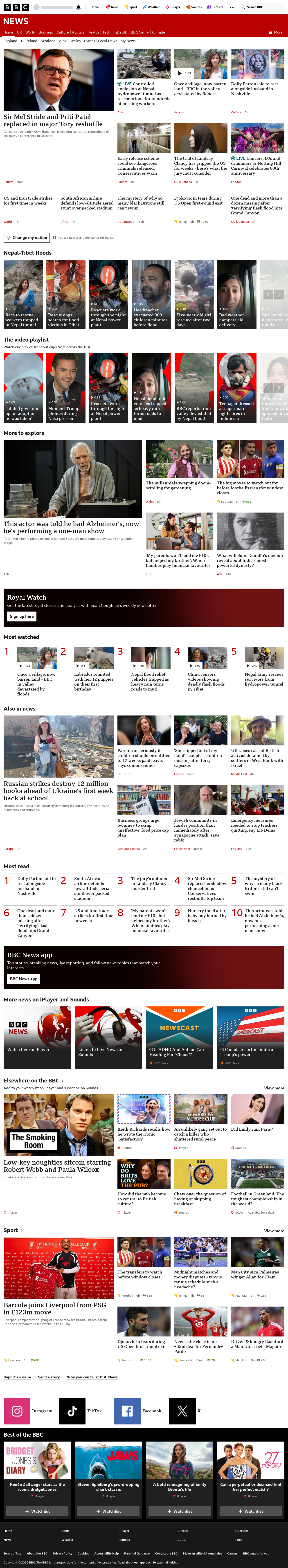 BBC News snapshot from Monday, 31 August 2026 at 16:00