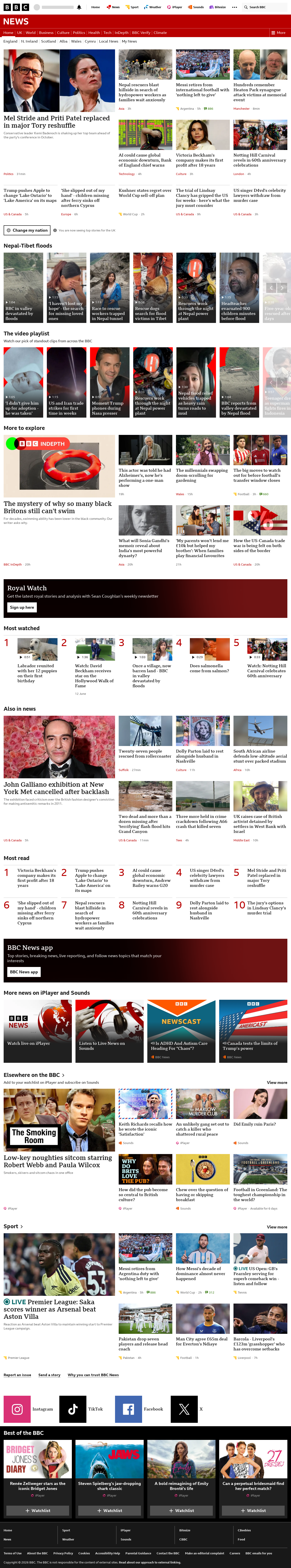BBC News snapshot from Monday, 31 August 2026 at 22:00