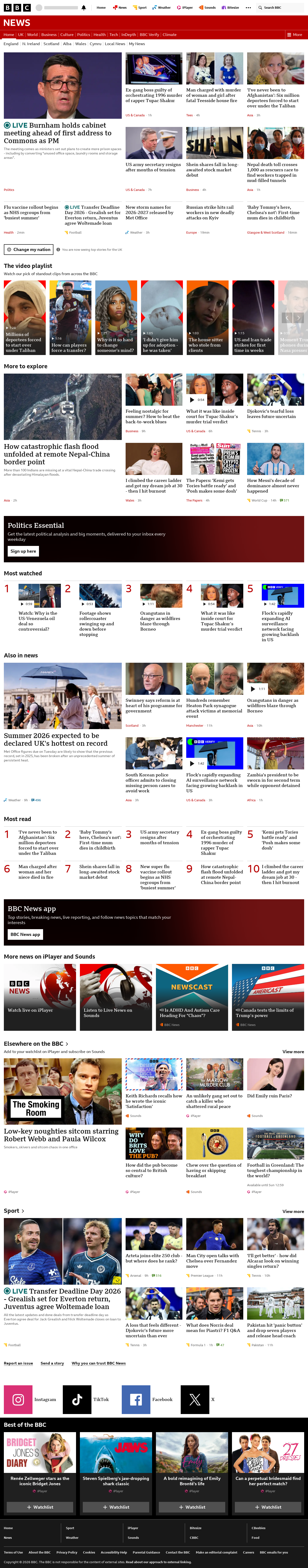 BBC News snapshot from Tuesday, 1 September 2026 at 10:00