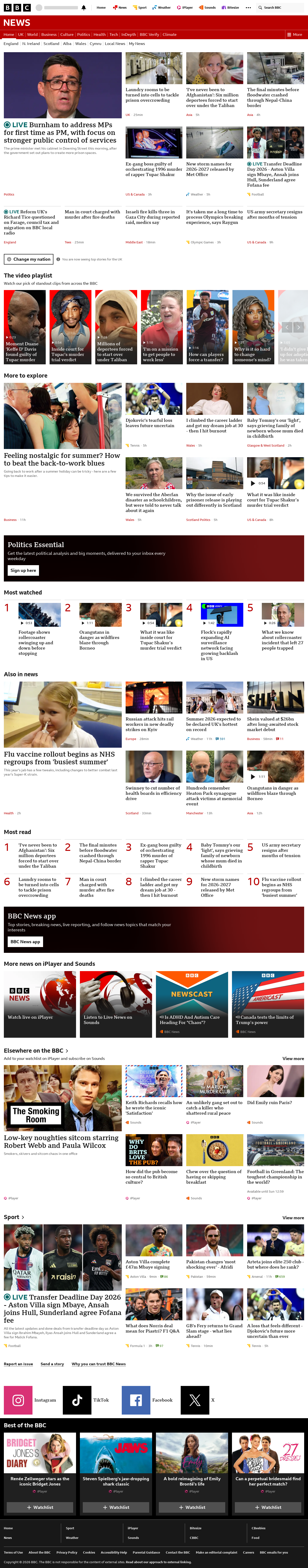BBC News snapshot from Tuesday, 1 September 2026 at 12:00