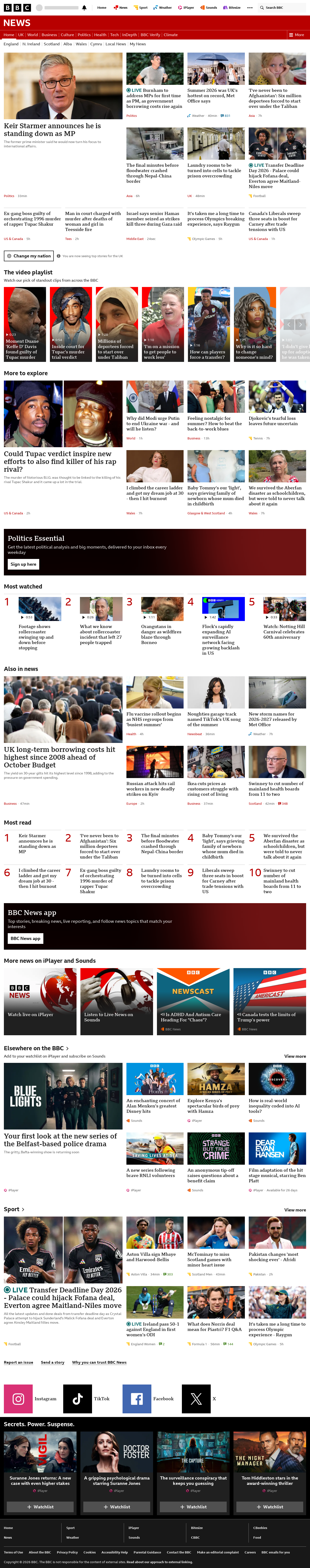 BBC News snapshot from Tuesday, 1 September 2026 at 14:00