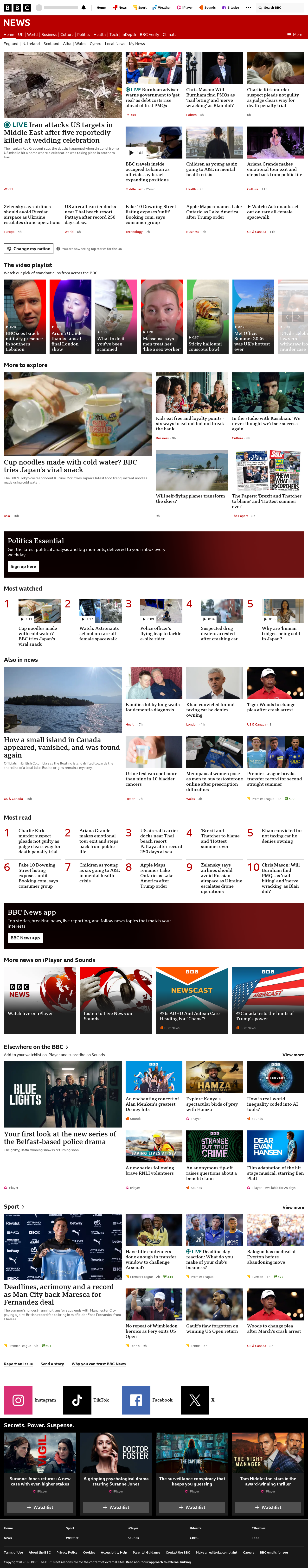 BBC News snapshot from Wednesday, 2 September 2026 at 10:00