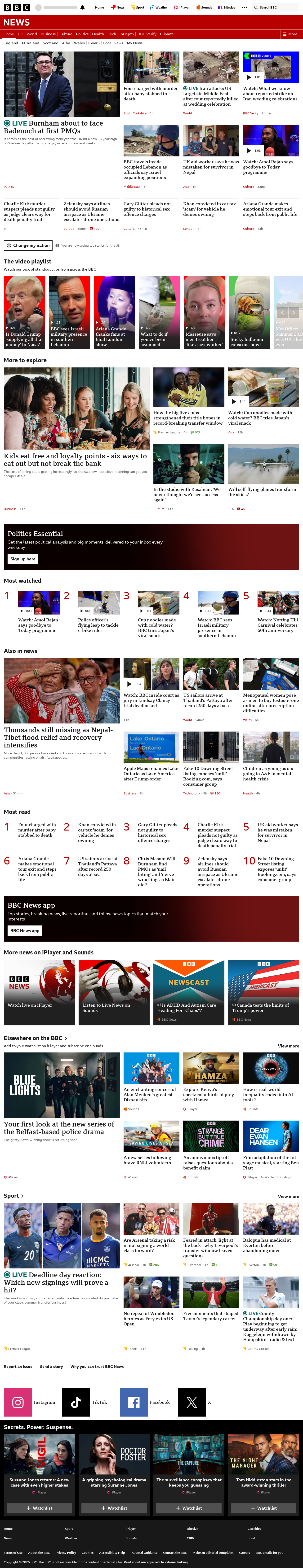 BBC News snapshot from Wednesday, 2 September 2026 at 12:00