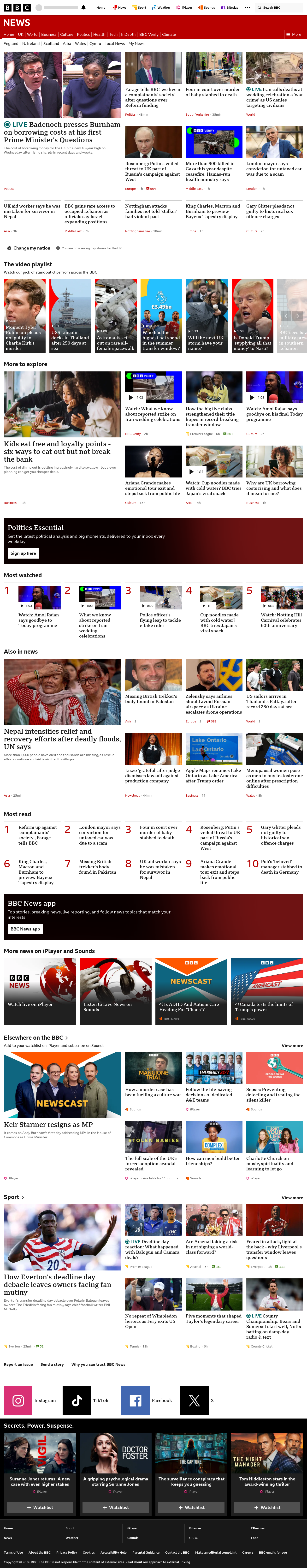 BBC News snapshot from Wednesday, 2 September 2026 at 14:00