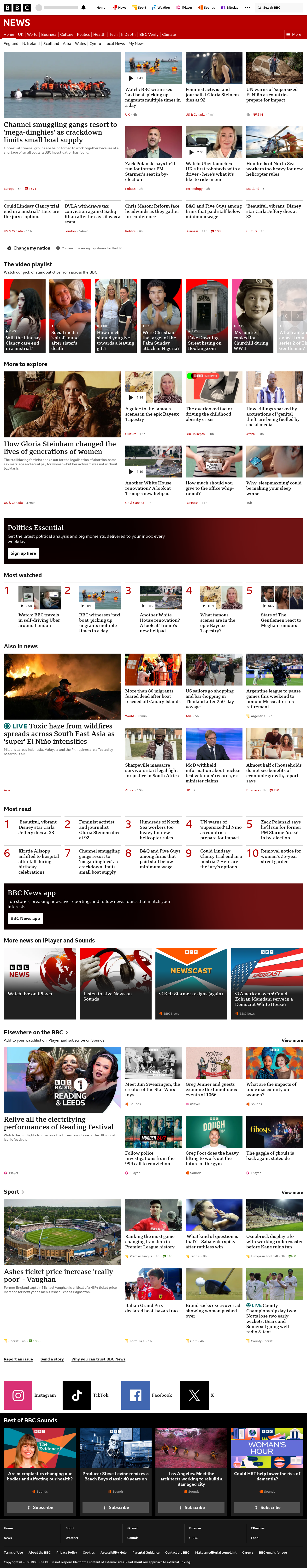 BBC News snapshot from Thursday, 3 September 2026 at 12:00