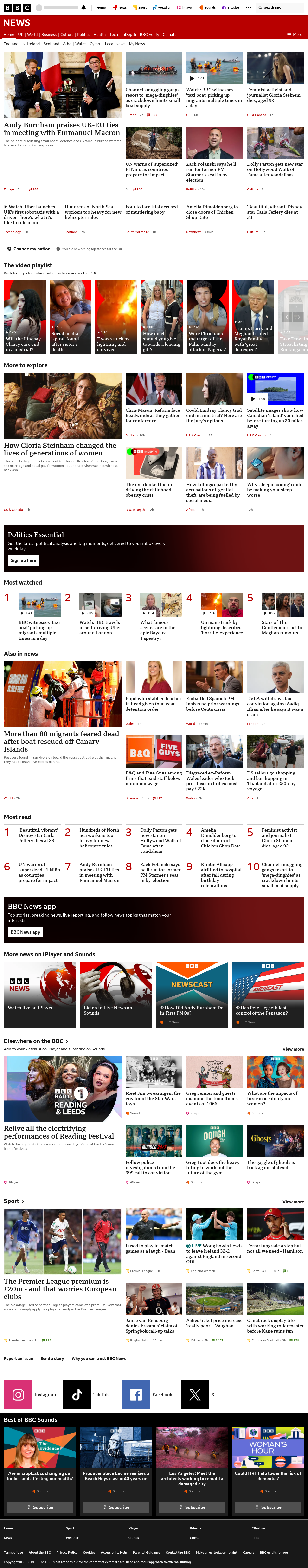 BBC News snapshot from Thursday, 3 September 2026 at 14:00