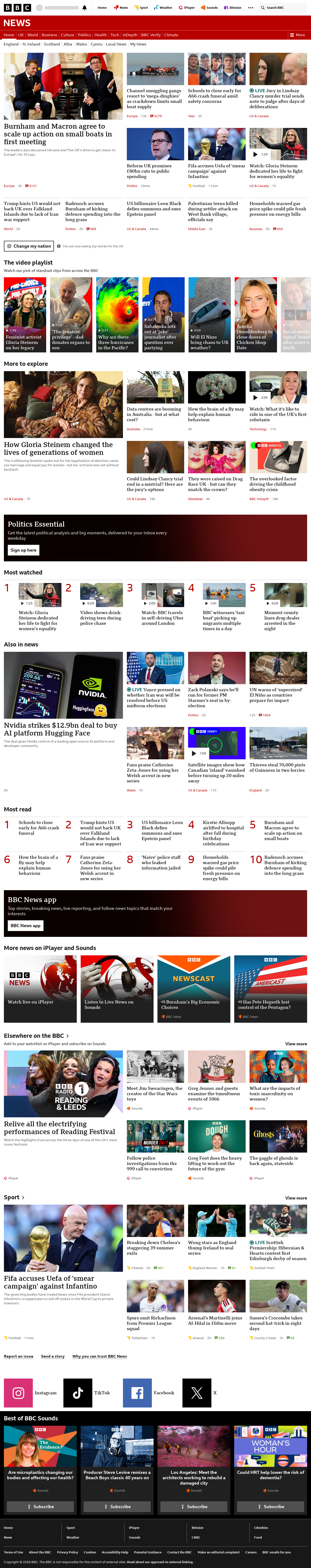 BBC News snapshot from Thursday, 3 September 2026 at 20:00