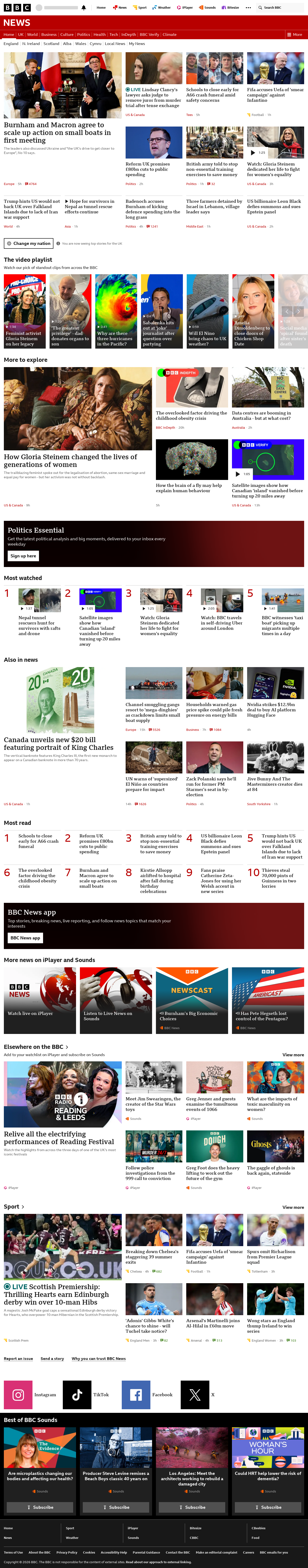 BBC News snapshot from Thursday, 3 September 2026 at 22:00